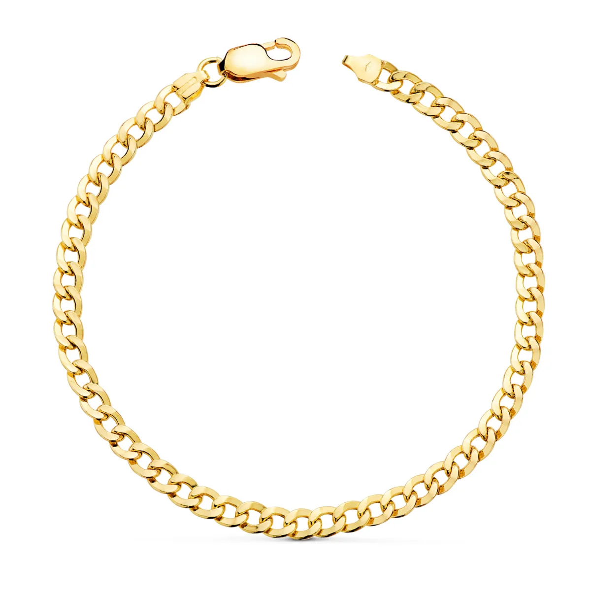 18K PULSERA ORO AMARILLO BARBADA PLANA HUECA  LARGO: 19CM