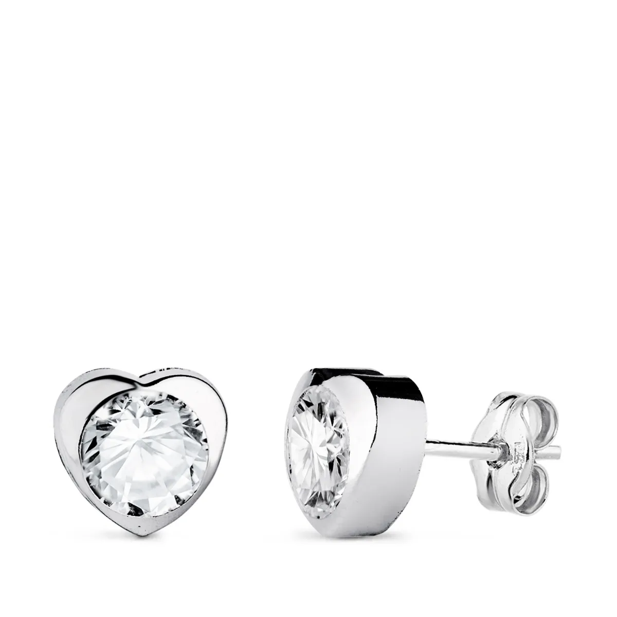 18K PENDIENTES ORO BLANCO CHATON CORAZON CON CIRCONITA. MEDIDA: 7,5 X 7,5 MM CIERRE PRESION