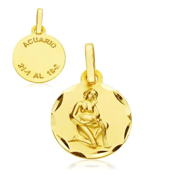 18K HOROSCOPO ORO AMARILLO 13 MM ACUARIO