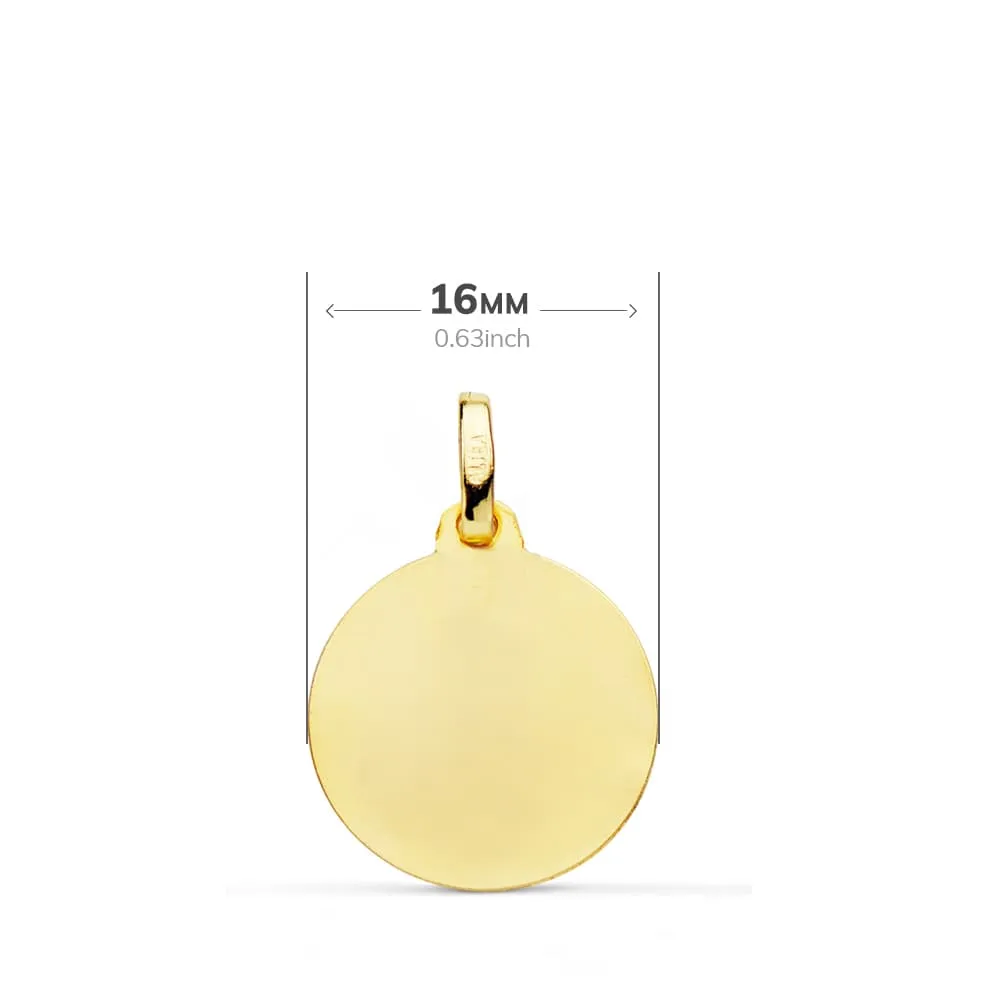18K MEDALLA ORO AMARILLO TALLADA VIRGEN DEL CARMEN 16 MM — vista 2