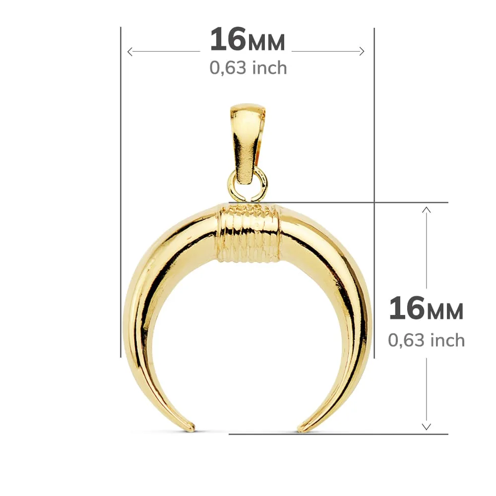 18K COLGANTE AMULETO ORO AMARILLO CUERNO 16X16 MM — vista 2