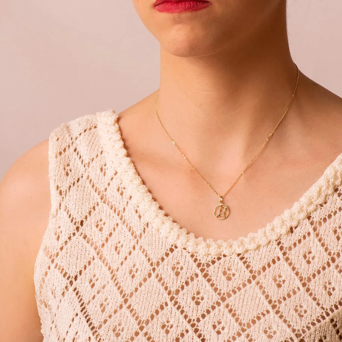 18K HOROSCOPO ORO AMARILLO GEMINIS CONSTELACIONES CIRCONITA 12 MM — vista 2