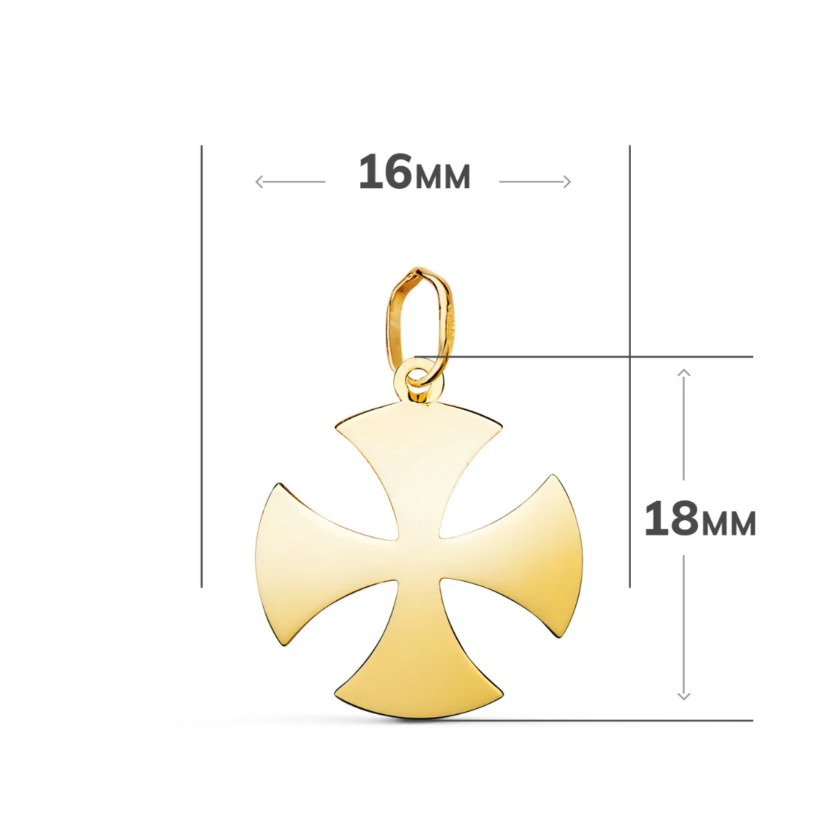 18K COLGANTE ORO AMARILLO CRUZ  EN BRILLO. MEDIDA: 18 X 16 MM — vista 2