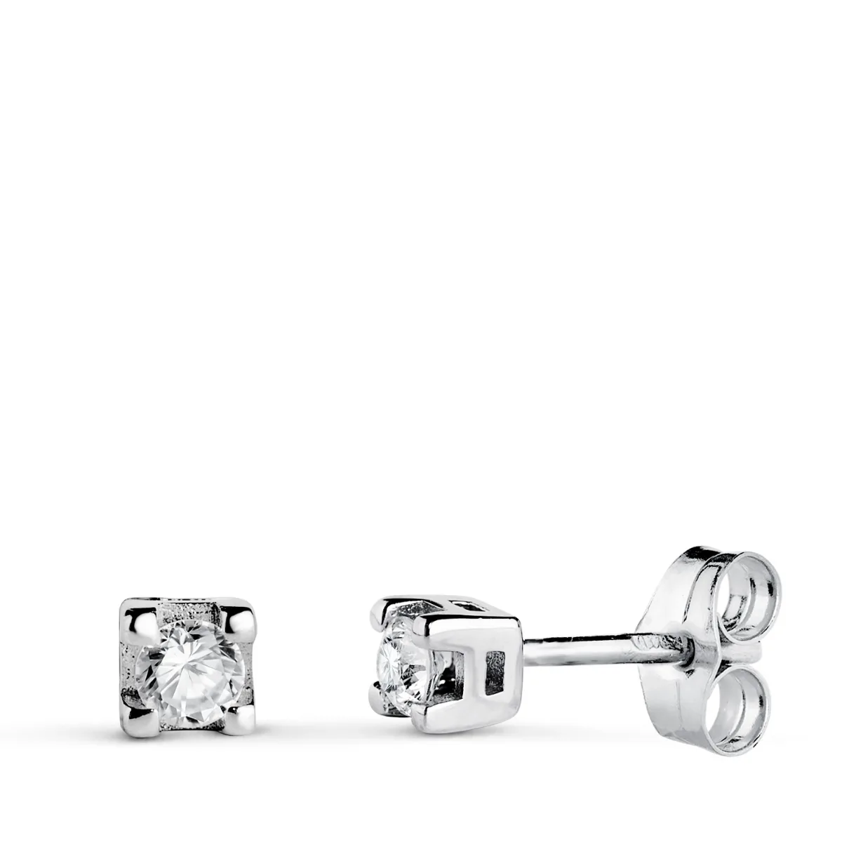 18K PENDIENTES ORO BLANCO DIAMANTES LABORATORIO TALLA BRILLANTE 2,75 MM 0,20 QTS VS2-G. MEDIDA: 3,5X3,5 MM. PRESION