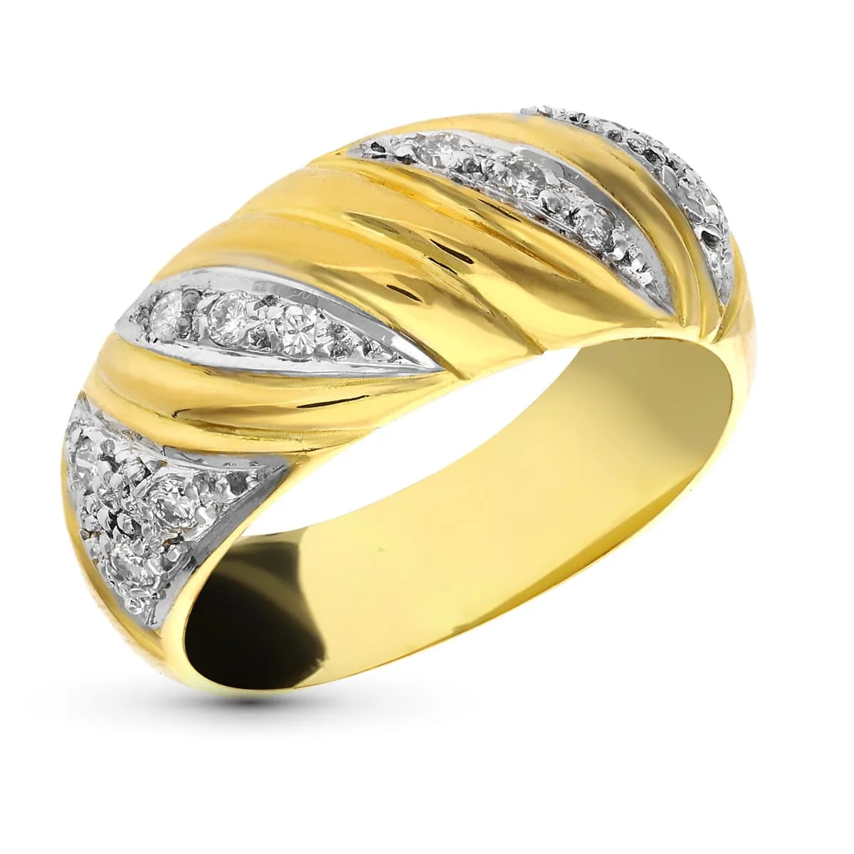 18K SORTIJA ORO AMARILLO DIAMANTES NATURALES TALLA BRILLANTE 0.24  QTS. ANCHO: 8 MM