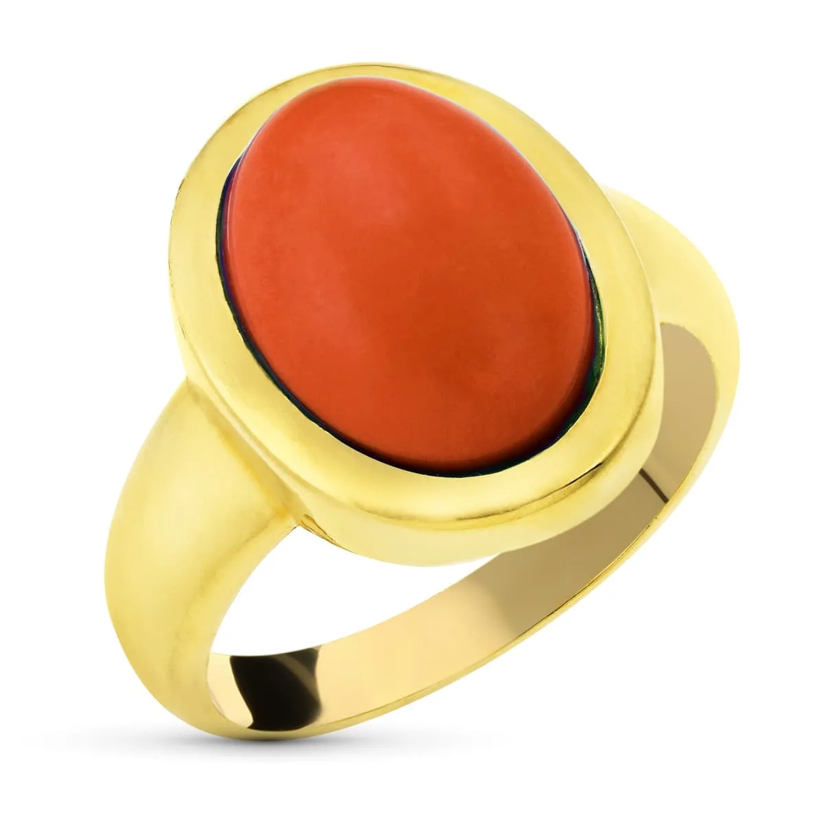 18K SORTIJA ORO AMARILLO CORAL FINO OVAL 14X10 MM