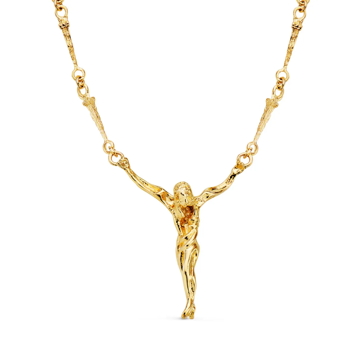 18K CRISTO DE DALI CON ASAS ORO AMARILLO 41X35 MM CADENA CLAVOS 50CM — vista 2