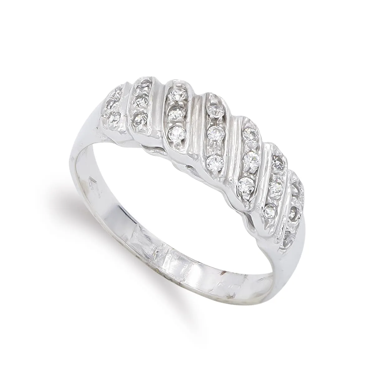 18K SORTIJA ORO BLANCO CON CIRCONITAS. ANCHO: 6 MM