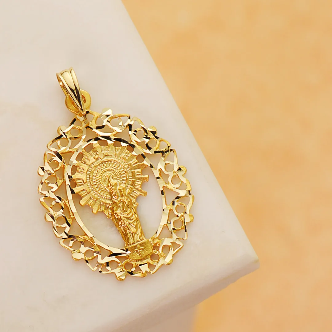 18K MEDALLA ORO AMARILLO VIRGEN DEL PILAR ORLA 28X21 MM — vista 2