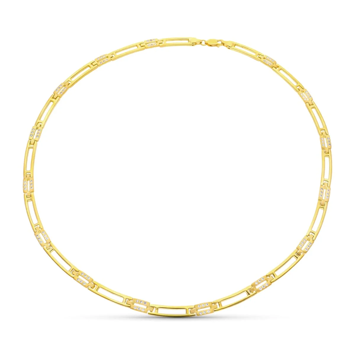 18K GARGANTILLA ORO AMARILLO MATE Y BRILLO CIRCONITAS