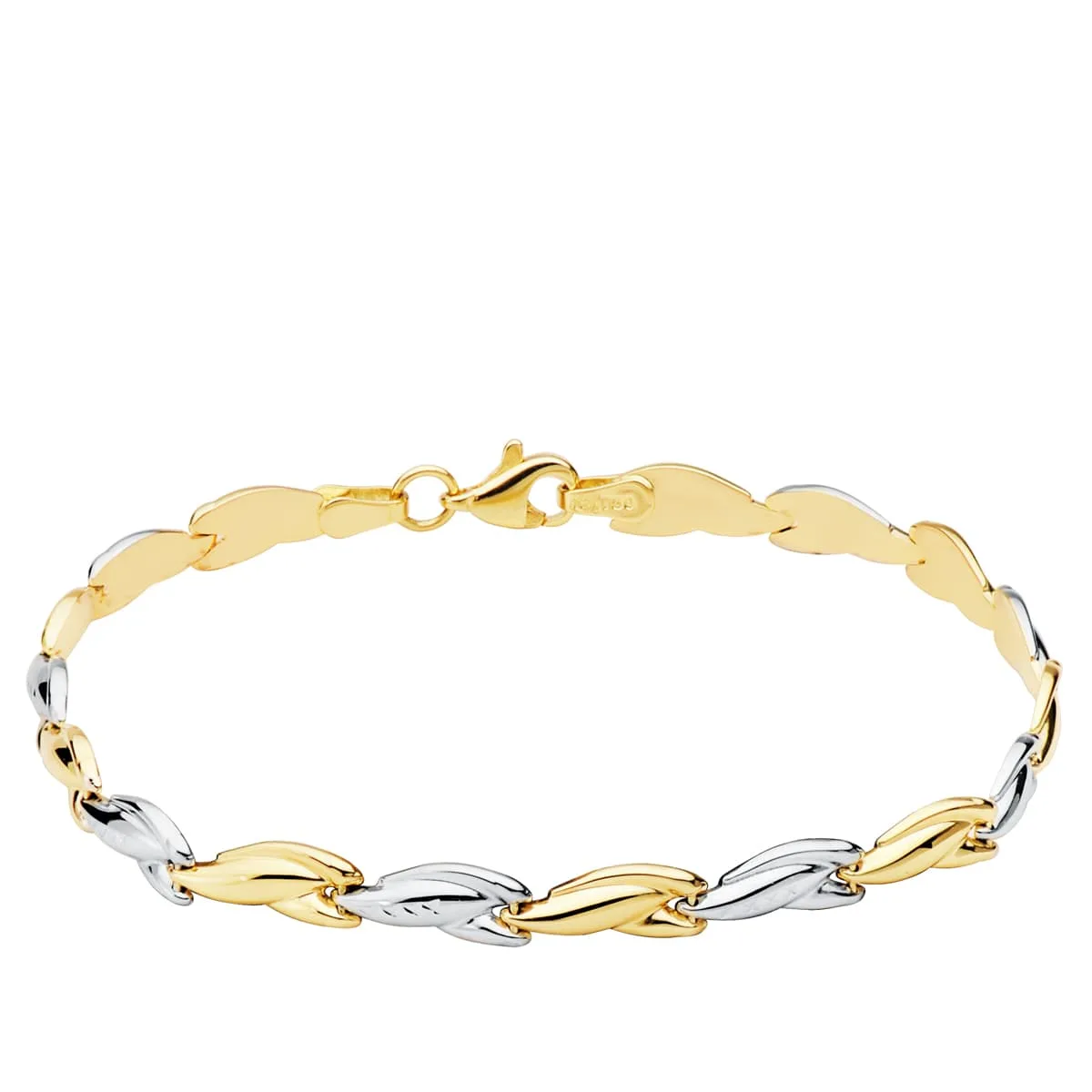18K PULSERA BICOLOR ESTAMPACION 19CM