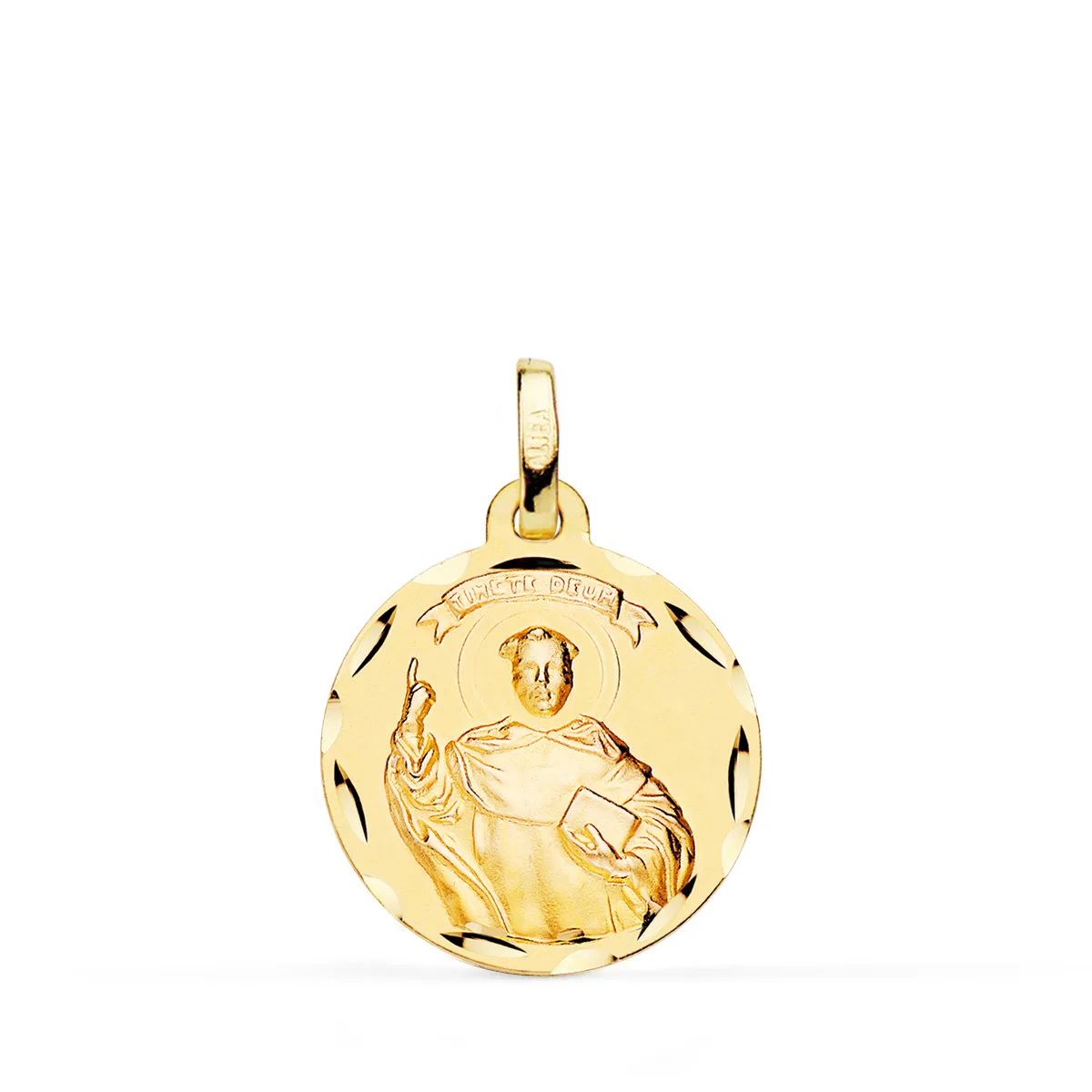 18K MEDALLA ORO AMARILLO SAN VICENTE FERRER TALLADA 18 MM