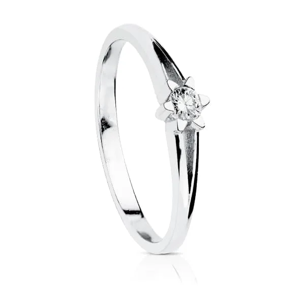 18K SOLITARIO DIAMANTES TALLA BRILLANTE ORO BLANCO 0.100 QTS. SI-H