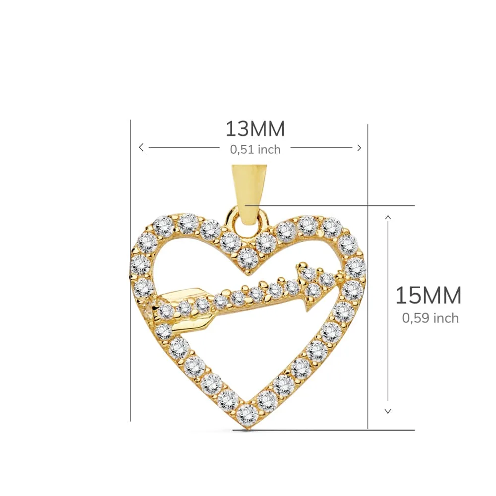 18K COLGANTE ORO AMARILLO CORAZON Y FLECHA 15X13 MM C. AMOR — vista 2