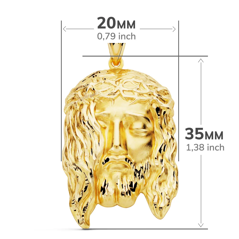 18K COLGANTE ORO AMARILLO CABEZA DE CRISTO  35X20 MM — vista 3