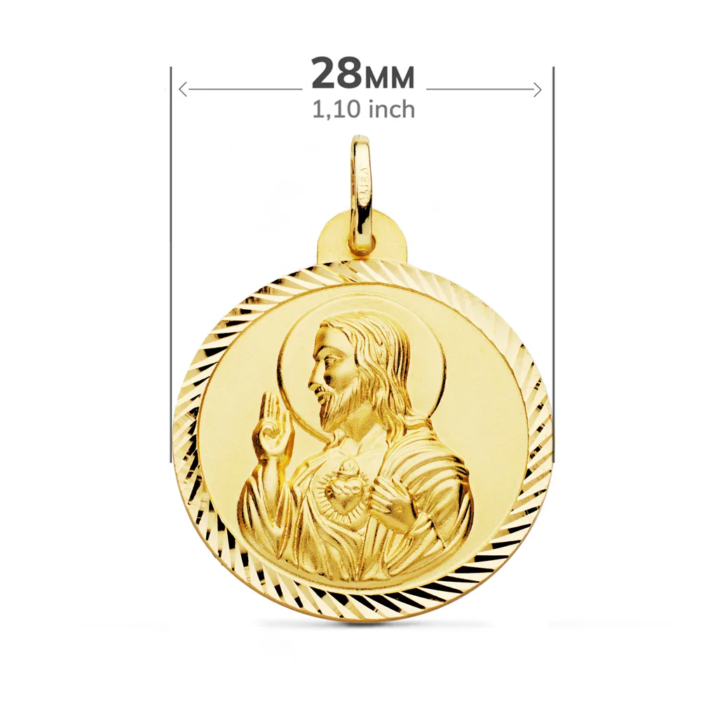18K ESCAPULARIO ORO AMARILLO HELICE VIRGEN CARMEN Y CORAZON DE JESUS 28 MM — vista 2