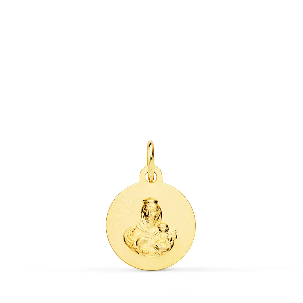 18K ESCAPULARIO ORO AMARILLO LISO VIRGEN DEL CARMEN CORAZON DE JESUS LISO 12 MM — vista 2