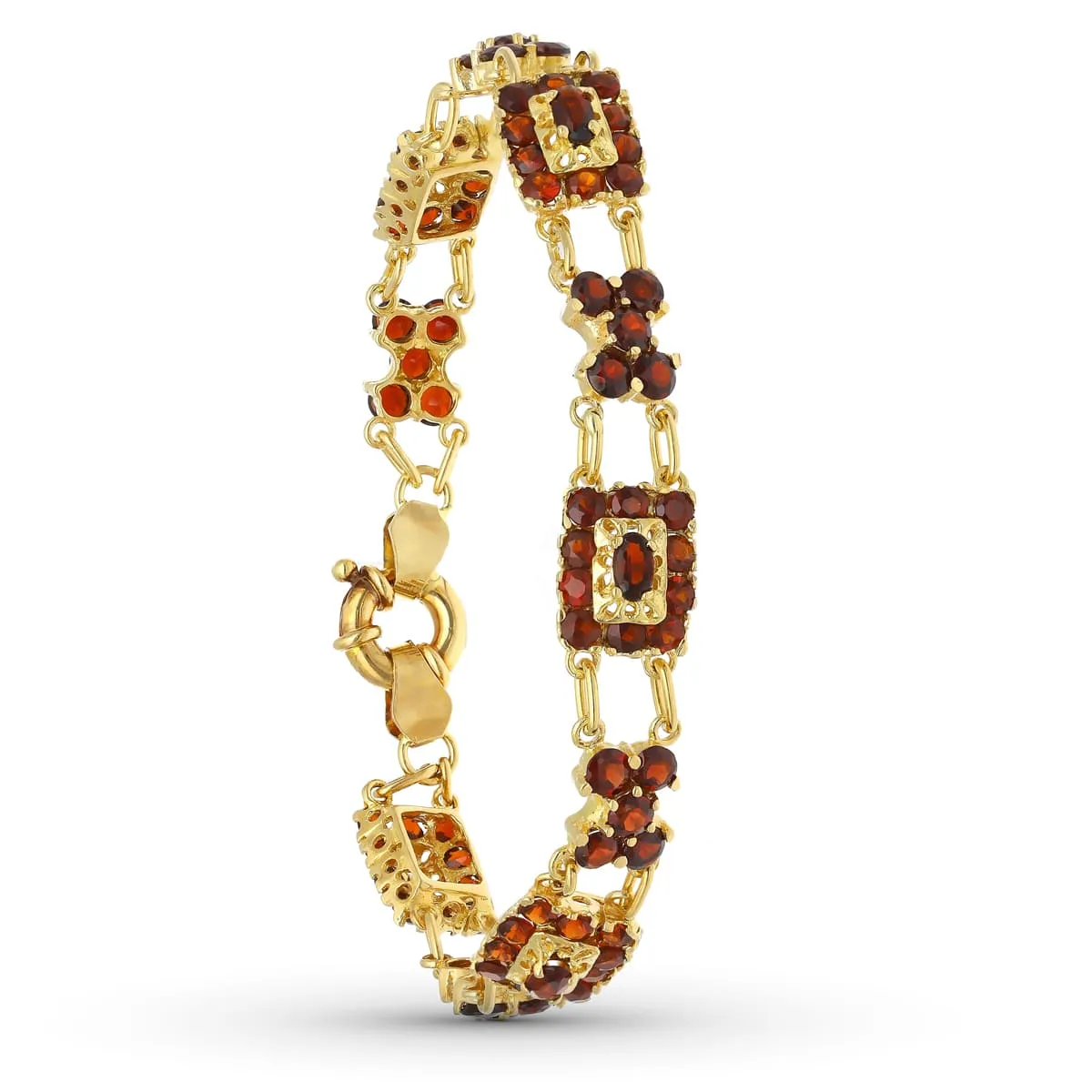 18K PULSERA ORO AMARILLO GRANATES 19CM