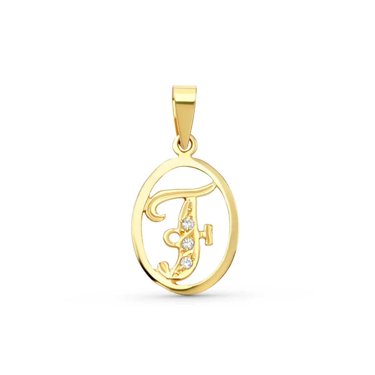 18K COLGANTE ORO AMARILLO LETRA F CON CIRCONITAS