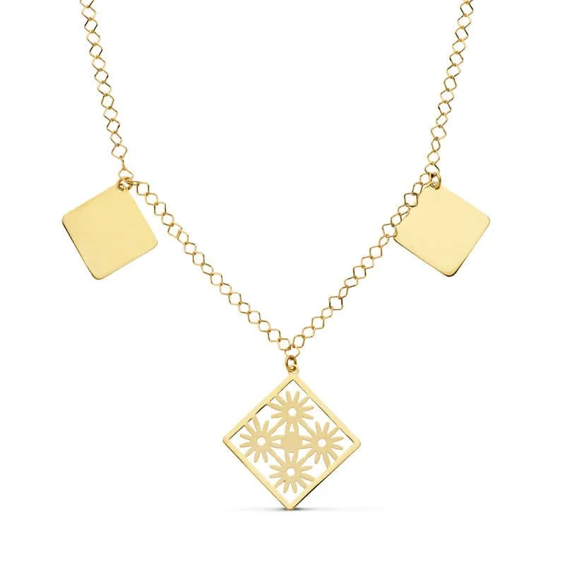 18K COLLAR ORO AMARILLO ROMBOS 44CM