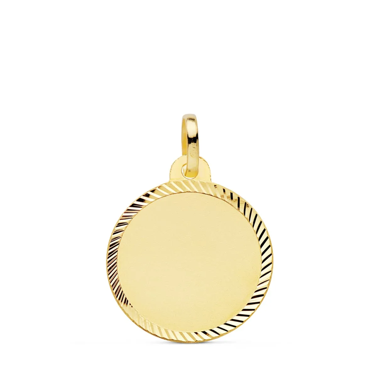18K PLACA CHAPA DISCO ORO AMARILLO LISO MATE HELICE 18 MM
