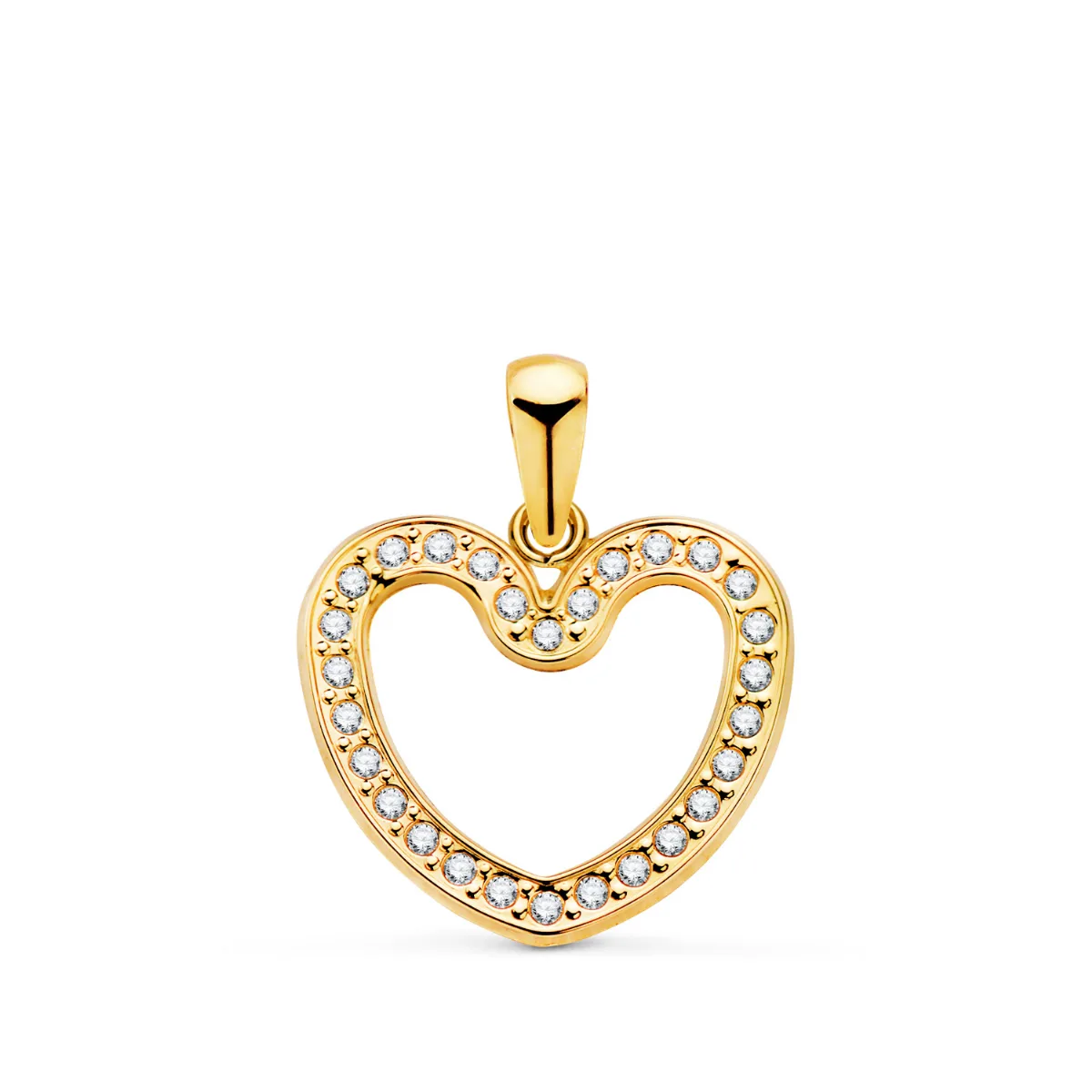 18K COLGANTE ORO AMARILLO CORAZON CERCO CON CIRCONITA 16X14,5 MM C. AMOR