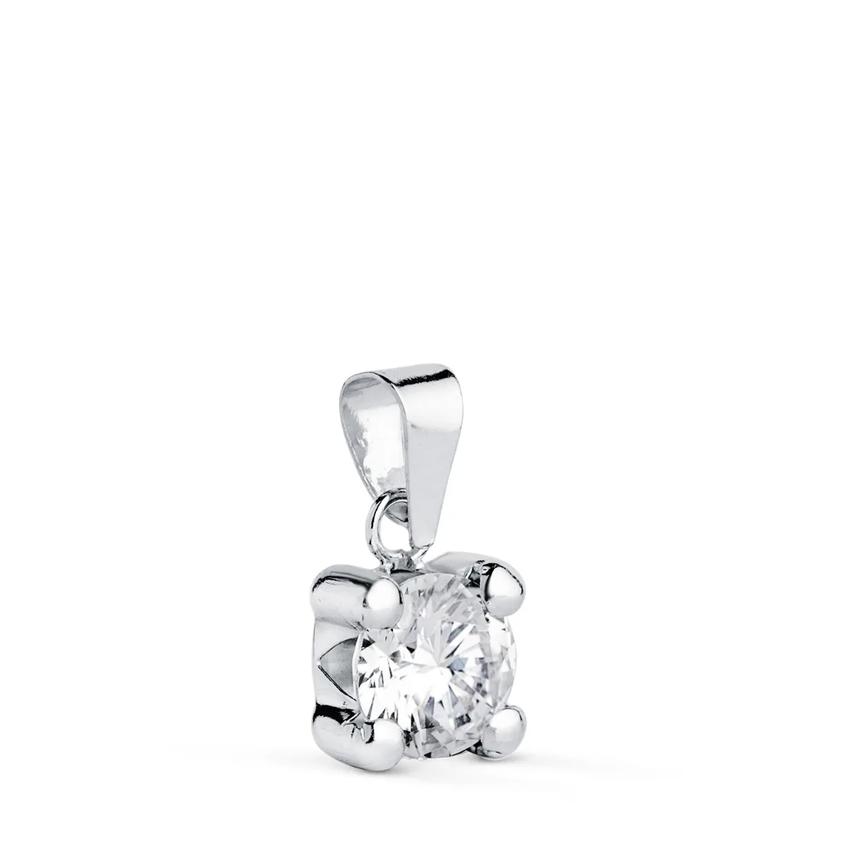 18K COLGANTE ORO BLANCO CON CIRCONITA 6MM CON 4 GARRAS. ANCHO: 6,5 MM.