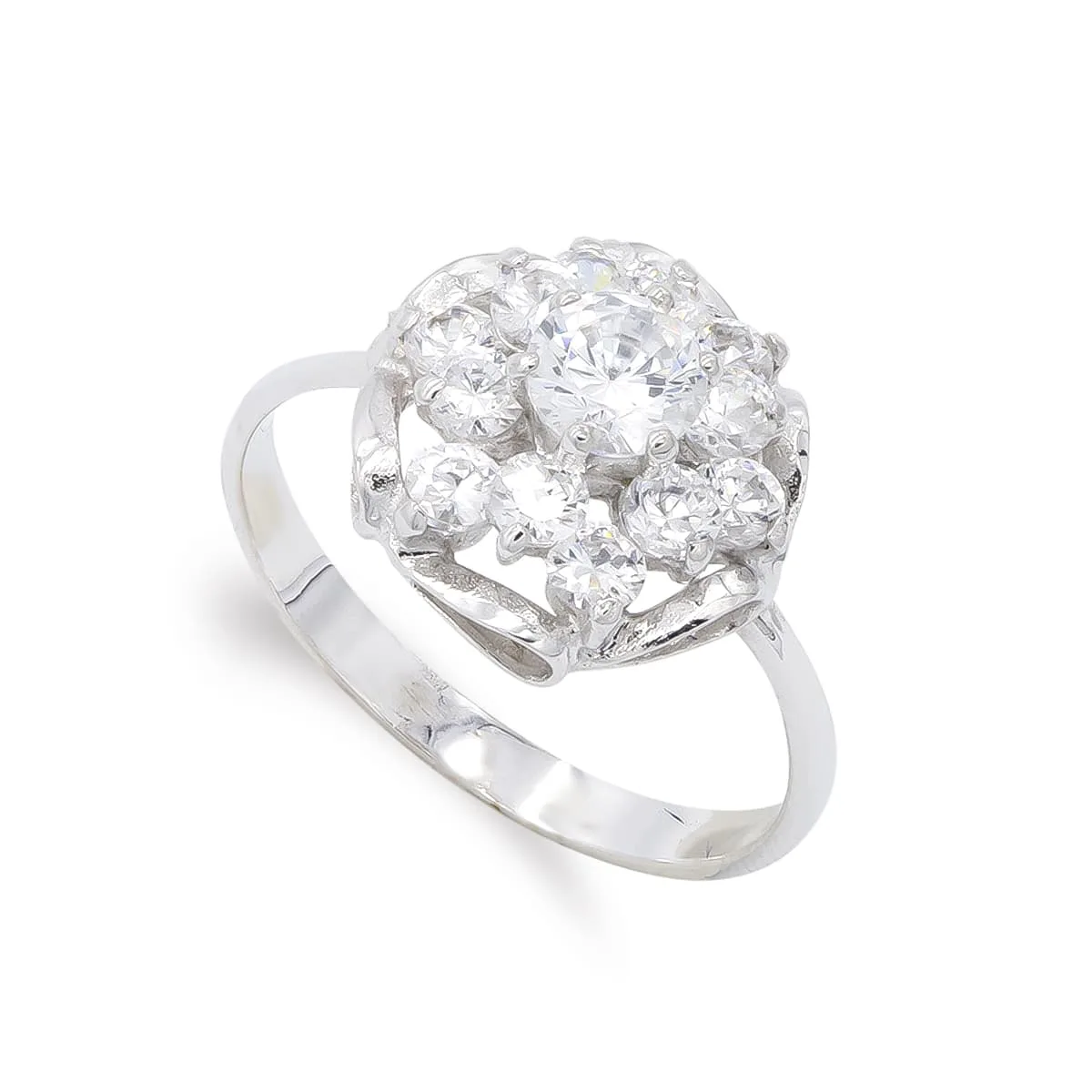 18K SORTIJA ORO BLANCO CUAJO CIRCONITA Y RAMAS. ANCHO: 13 MM