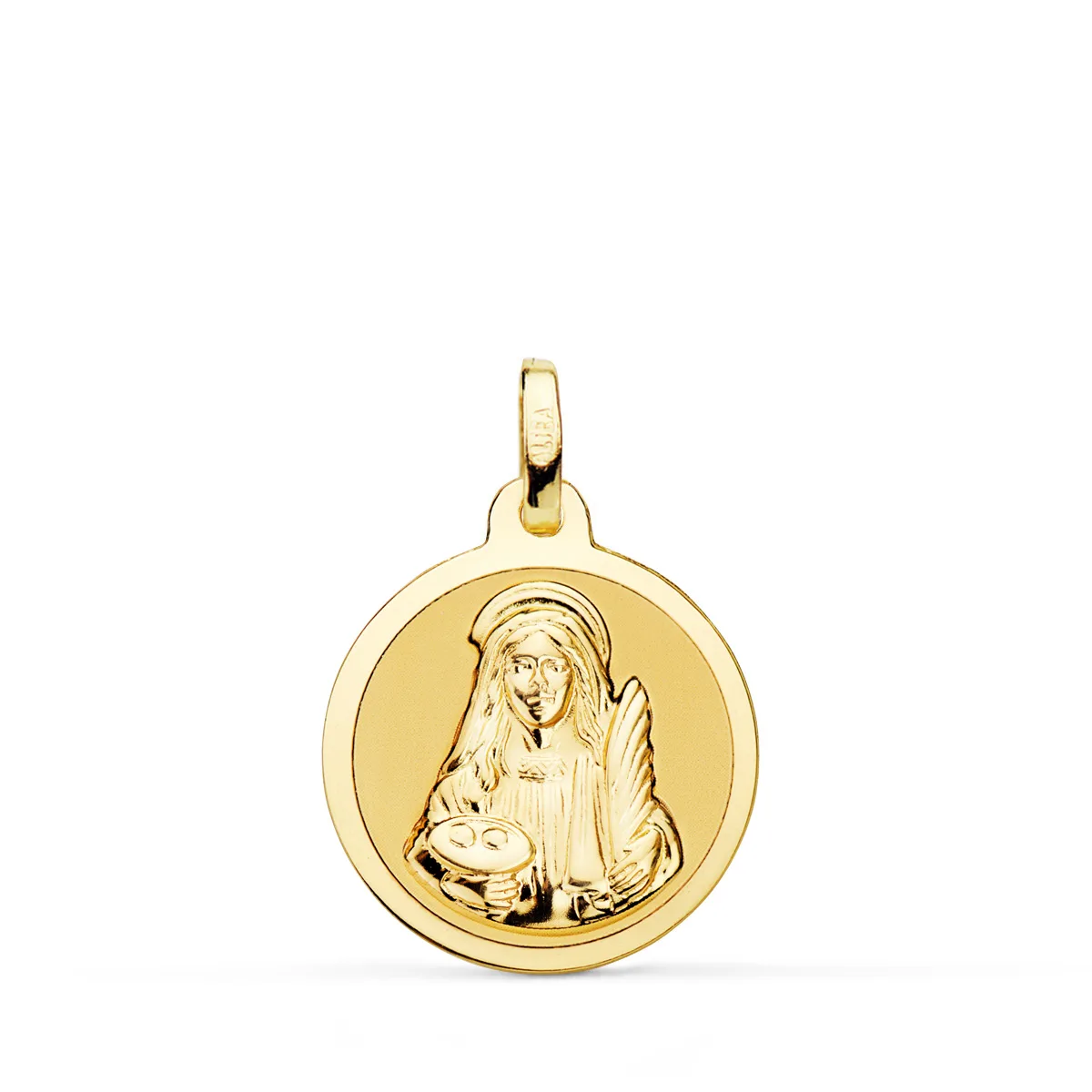 18K MEDALLA ORO AMARILLO SANTA LUCIA BRILLO 18 MM