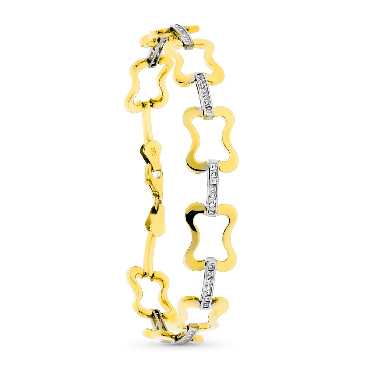 9K PULSERA ORO BICOLOR CON CIRCONITA 19CM