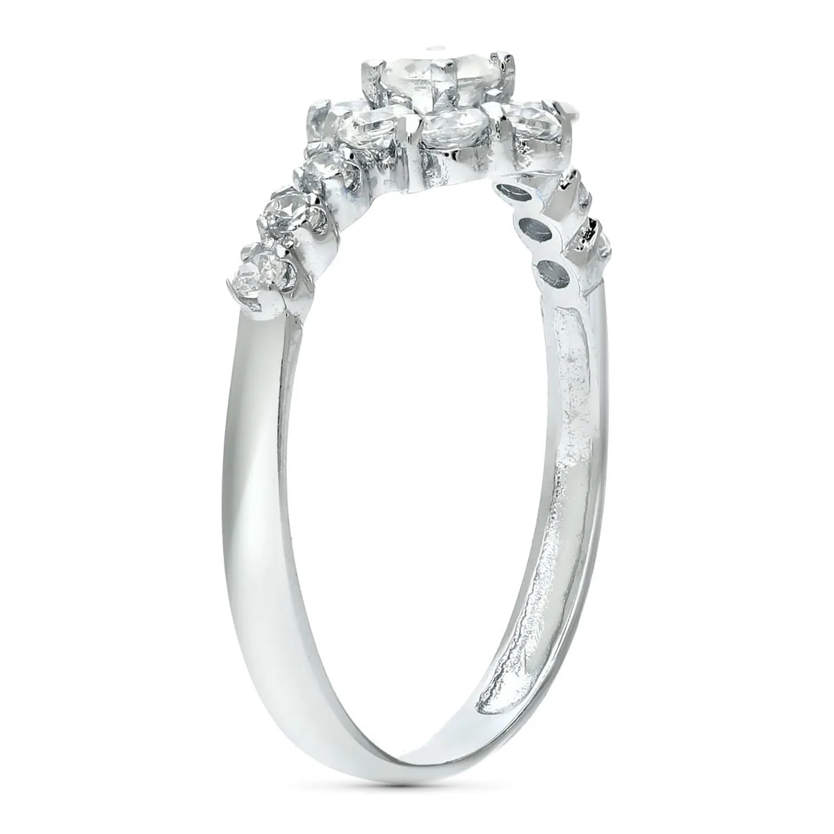 18K SORTIJA ORO BLANCO CUAJO CON CIRCONITAS. ANCHO: 8,5 MM — vista 2