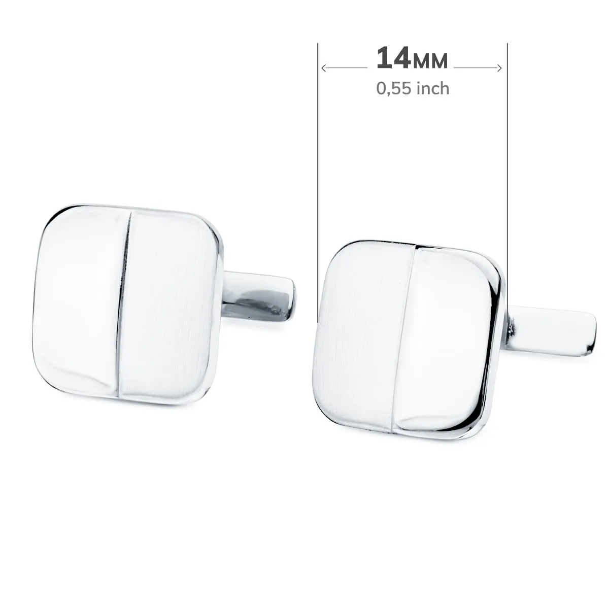 18K GEMELOS ORO BLANCO CUADRADOS MATE Y BRILLO 14X14 MM CIERRE RIGIDO OSCILANTE — vista 2