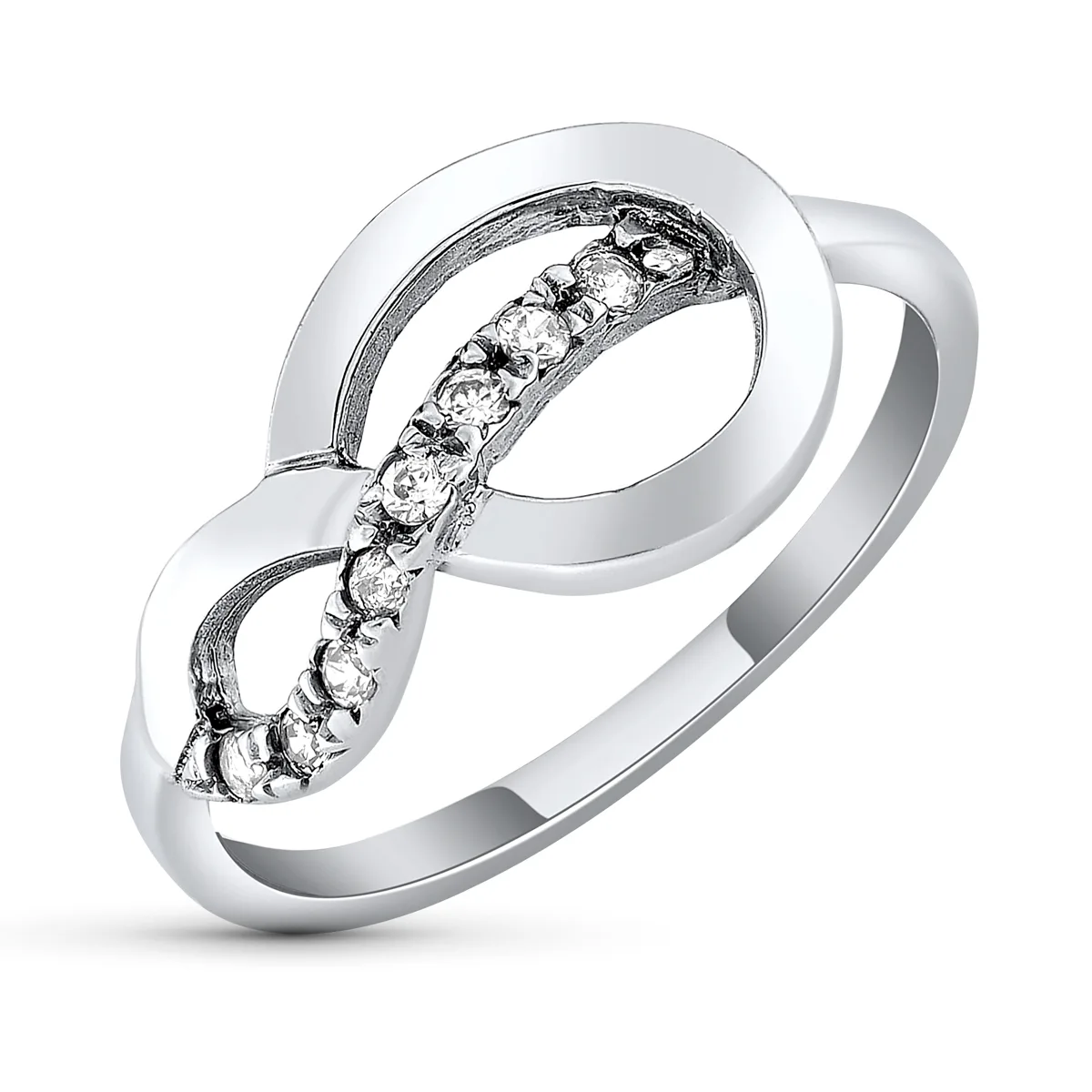 18K SORTIJA ORO BLANCO NUDO CON CIRCONITAS. ANCHO: 10 MM