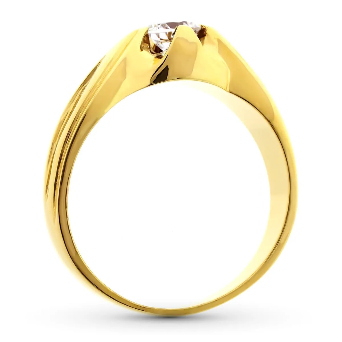 18K SOLITARIO ORO AMARILLO CABALLERO MACIZO CIRCONITA 5 MM. ANCHO 9MM — vista 2