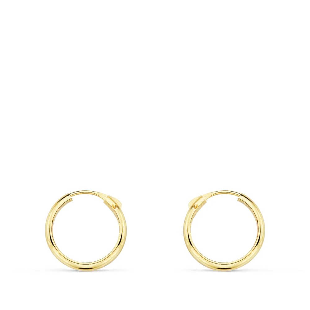 18K AROS ORO AMARILLO MEDIA CAÑA LISOS LIGEROS. 12X2 MM