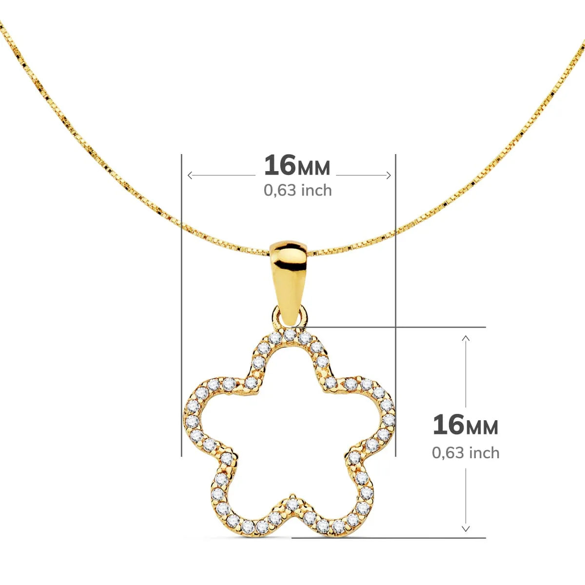 18K COLGANTE AMULETO  ORO AMARILLO ESTRELLA CIRCONITA 16X16 MM CADENA VENECIANA 42 3 CM — vista 3