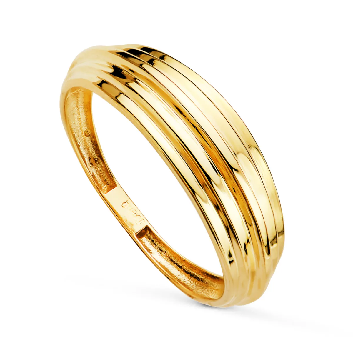 18K SORTIJA ORO AMARILLO LISA CON BANDAS EN BRILLO. ANCHO: 6,5 MM