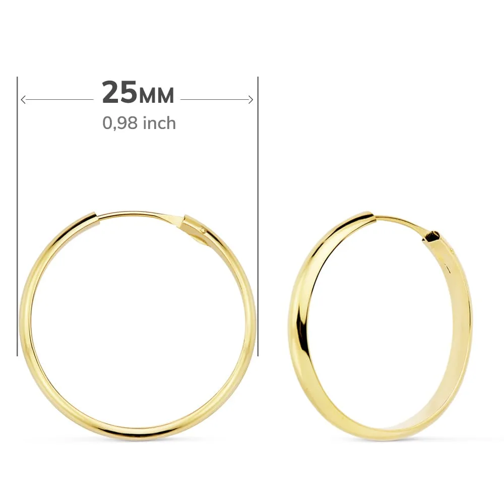 18K AROS ORO AMARILLO MEDIA CAÑA LISOS LIGEROS 23X3 MM — vista 2