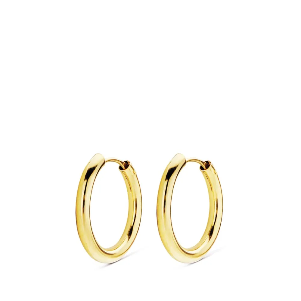 18K AROS ORO AMARILLO REDONDOS LISOS LIGEROS 16X2 MM — vista 2