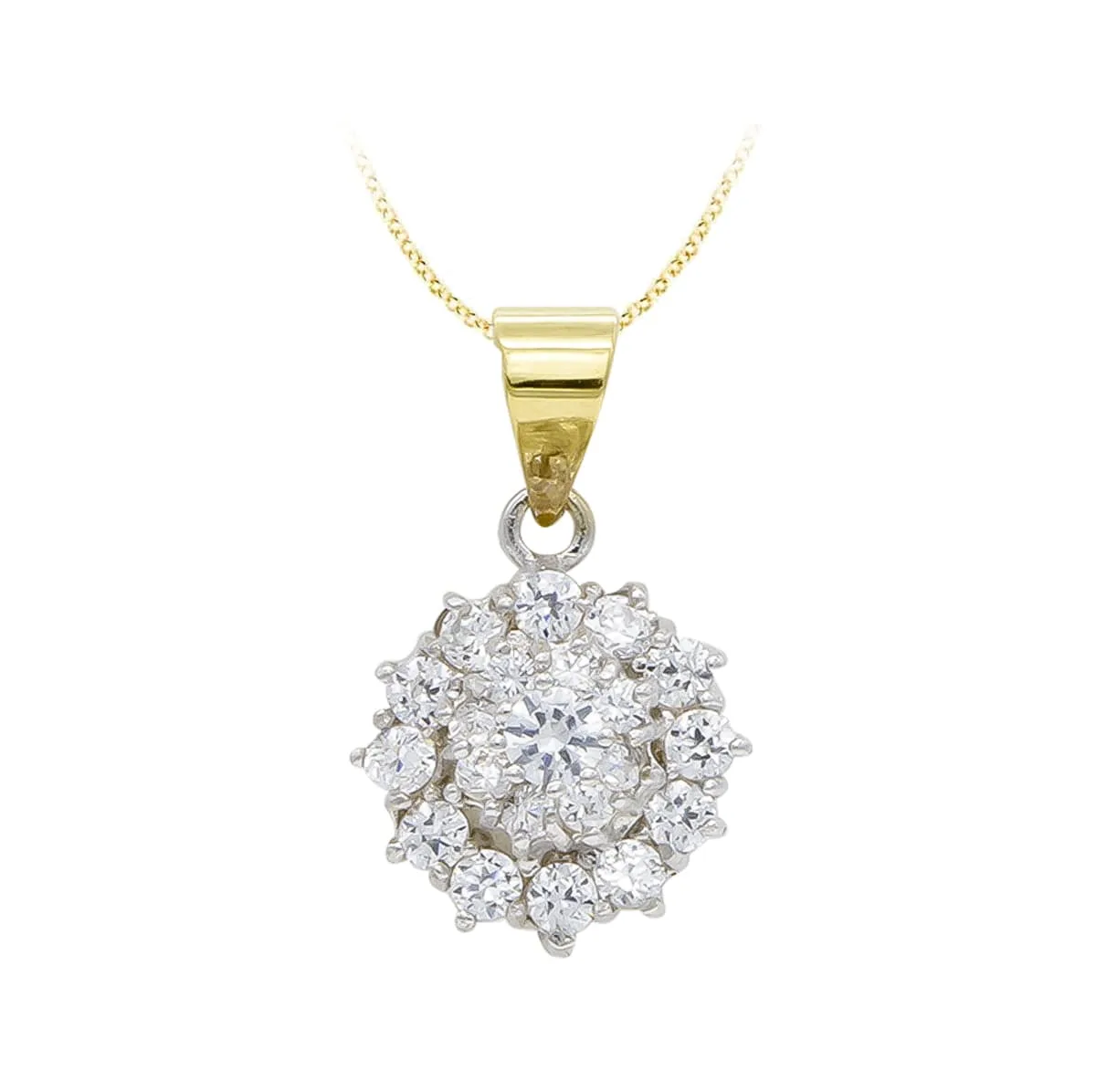 18K COLGANTE ORO AMARILLO CUAJO CIRCONITA 11X11 MM