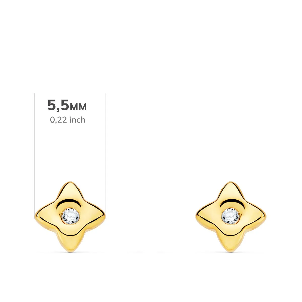 18K PENDIENTES ORO AMARILLO ESTRELLA DIAMANTES LABORATORIO 0,040 QT VS2-G. MEDIDA: 5,5X5,5 MM. CIERRE PRESION — vista 2