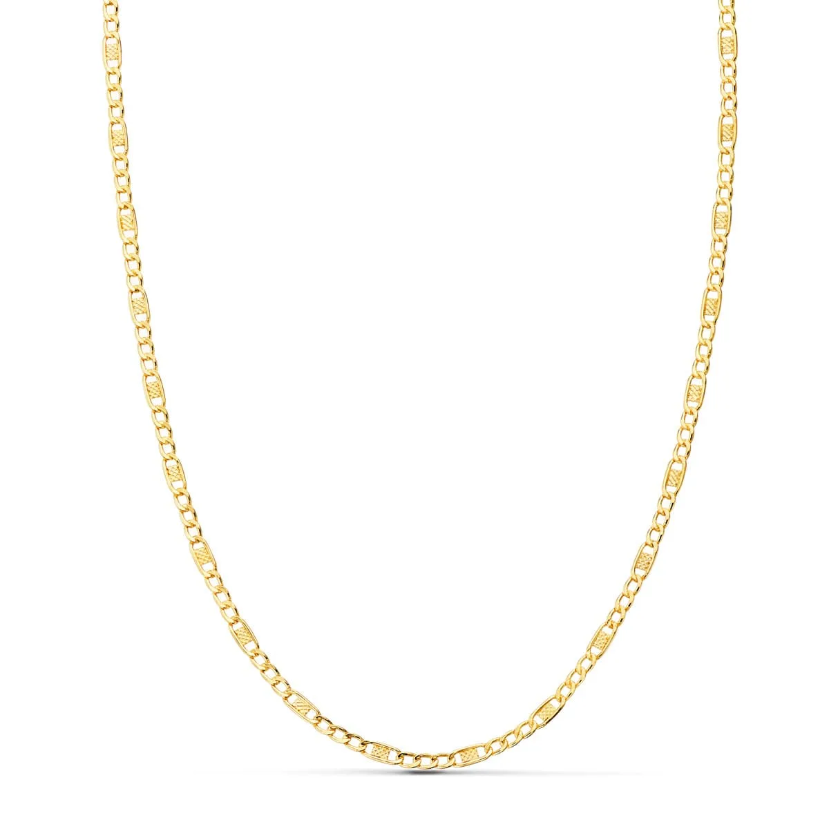18K CADENA ORO AMARILLO COMBINADA HUECA 3X1. LARGO 50CM ANCHO 2 MM