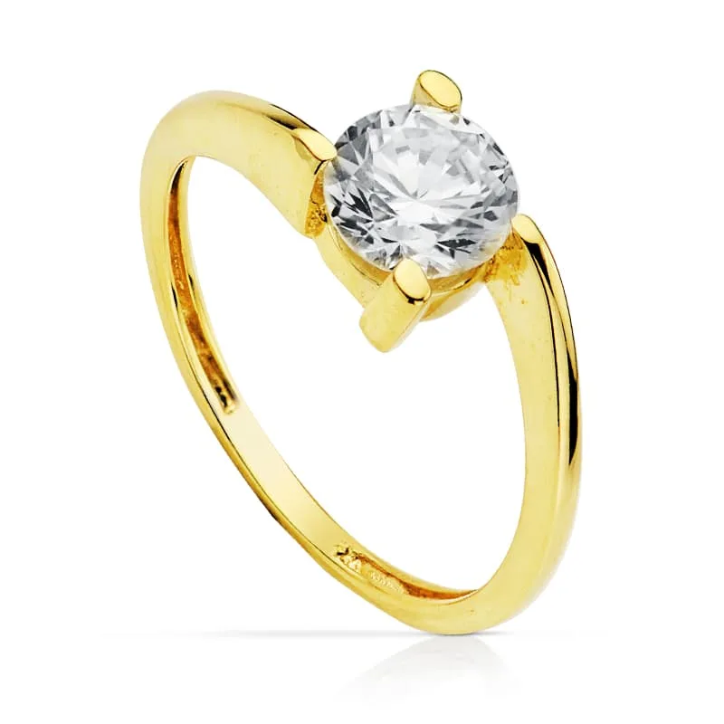 18K SOLITARIO ORO AMARILLO CON CIRCONITA DE 7 MM