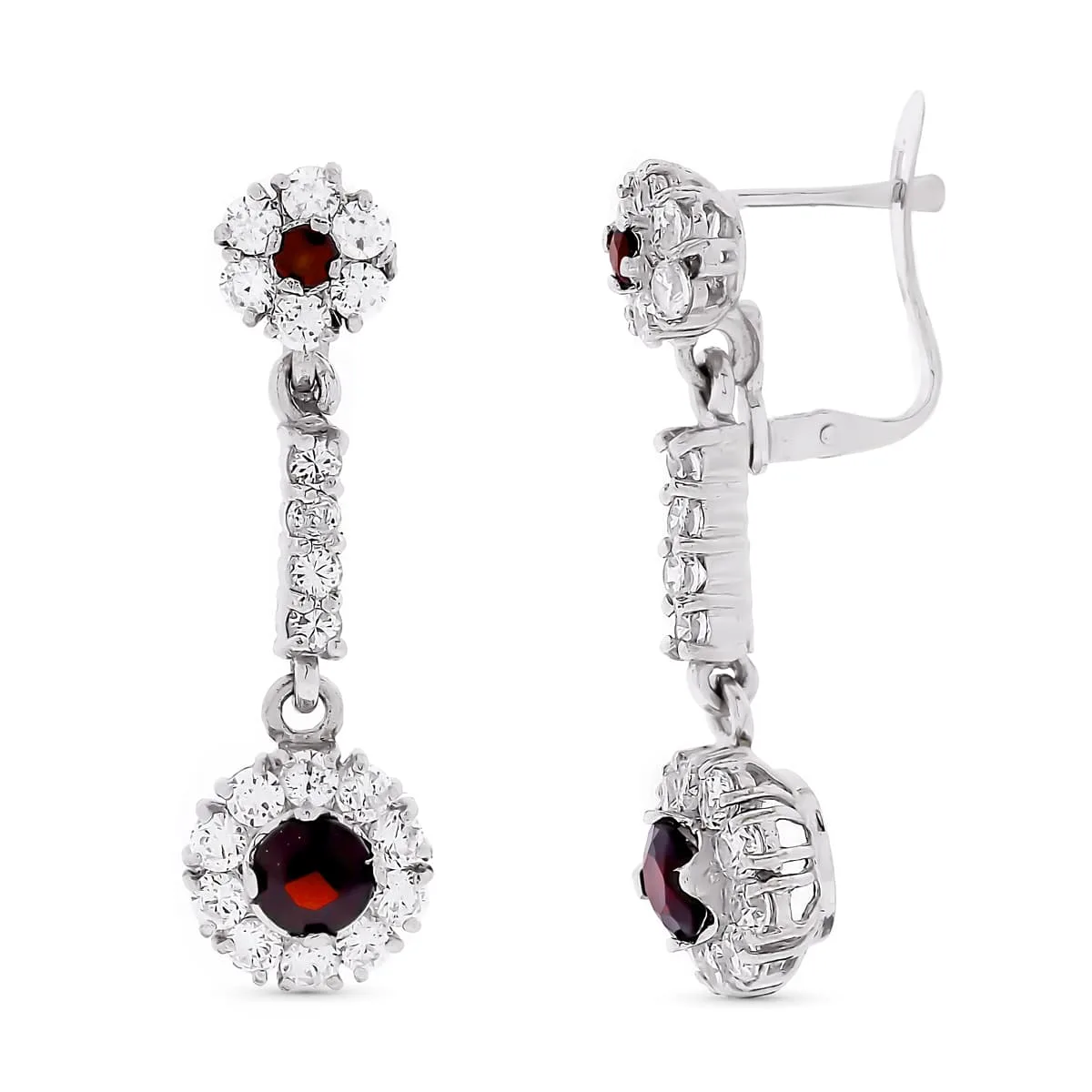 18K PENDIENTES ORO BLANCO CUAJOS CIRCONITA 33X10 MM CIERRE CATALÁN