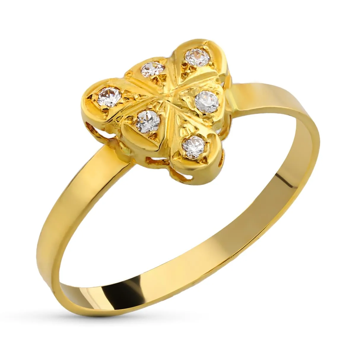 18K SORTIJA ORO AMARILLO MOTIVO CON CIRCONITAS. MEDIDA: 9,5 X 9 MM