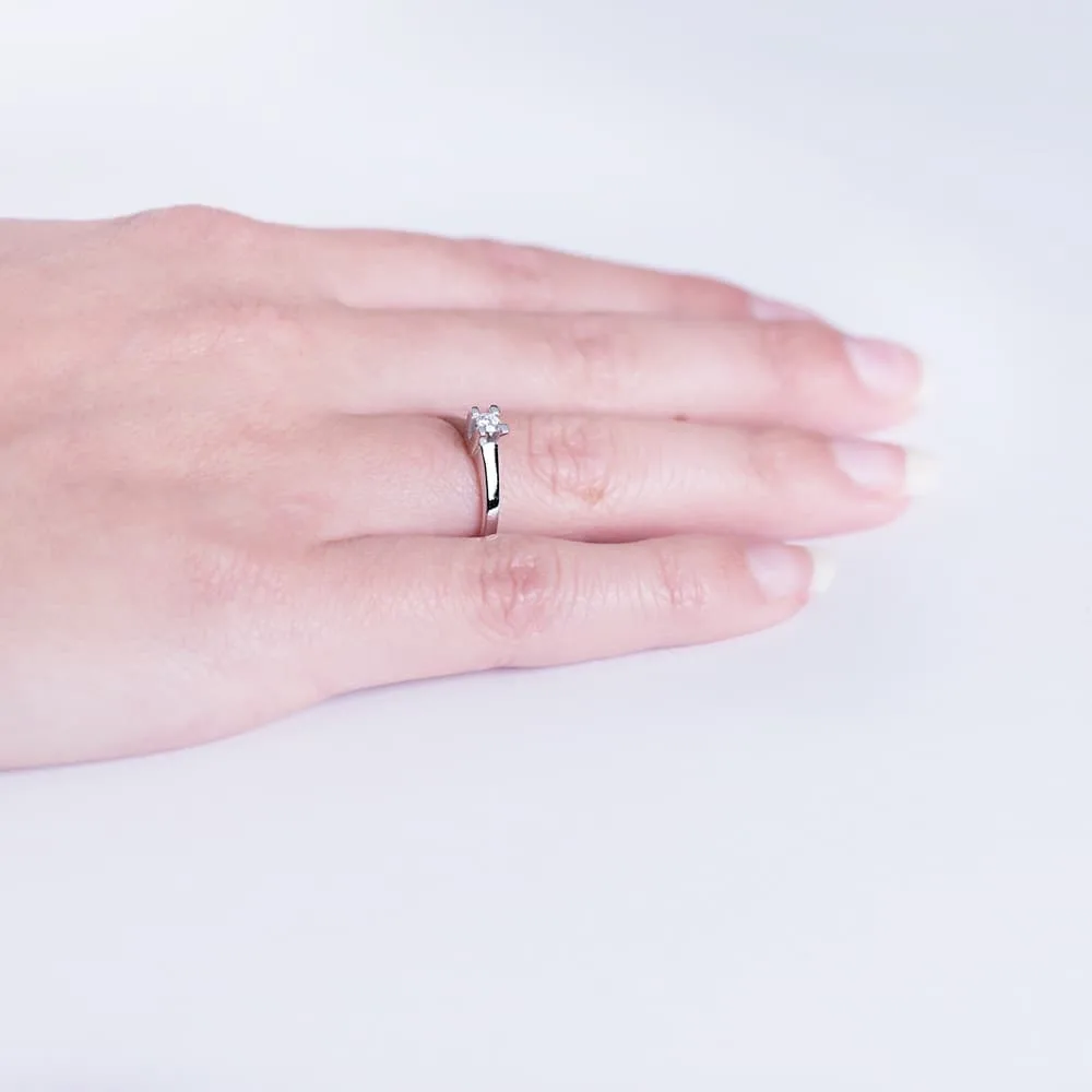 18K SOLITARIO ORO BLANCO DIAMANTE TALLA BRILLANTE 0.100 QTS. G-VS2 — vista 3