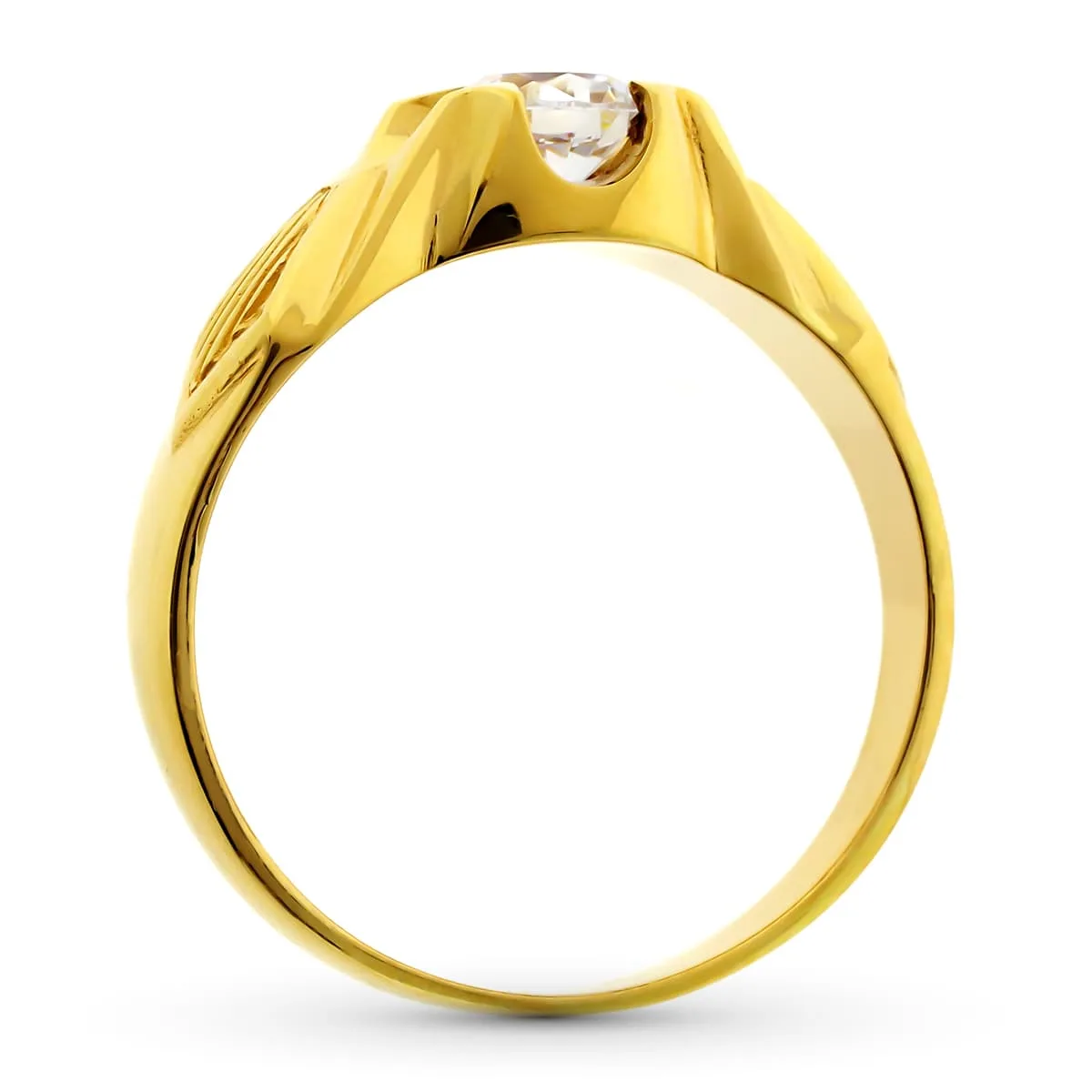 9K SORTIJA SOLITARIO ORO AMARILLO ANCHO 7 MM CIRCONITA 5 MM INTERIOR FORRADO — vista 2