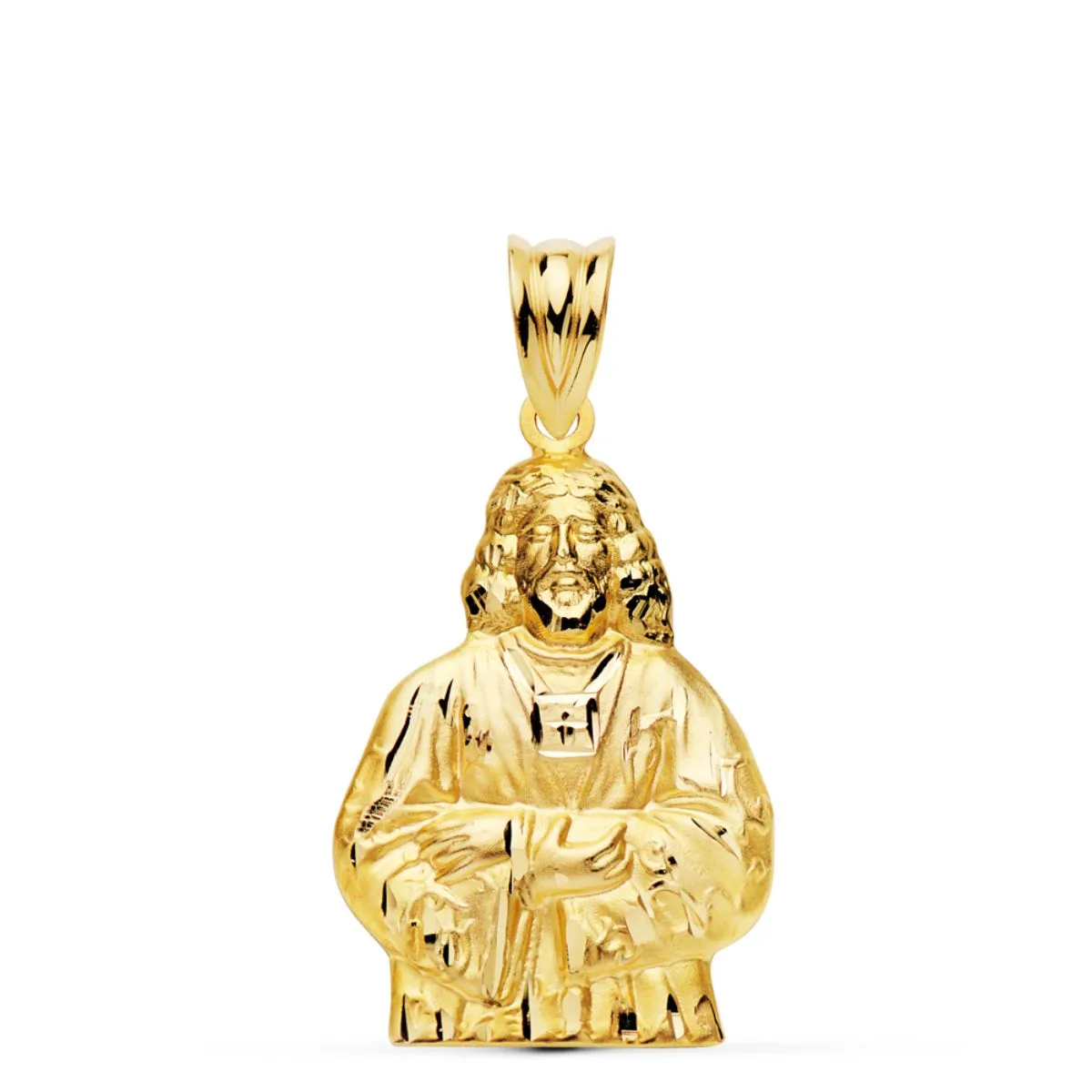18K COLGANTE ORO AMARILLO CRISTO MEDINACELI SILUETA. 27 X 17 MM