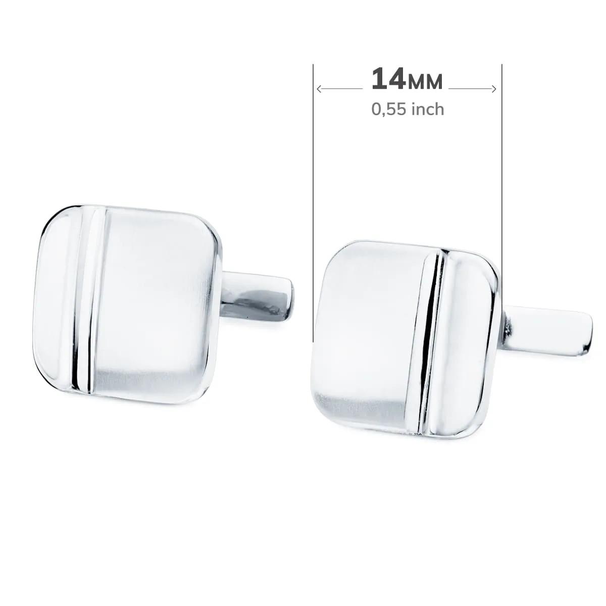 18K GEMELOS ORO BLANCO CUADRADOS MATE Y BRILLO 14X14 MM CIERRE RIGIDO OSCILANTE — vista 2