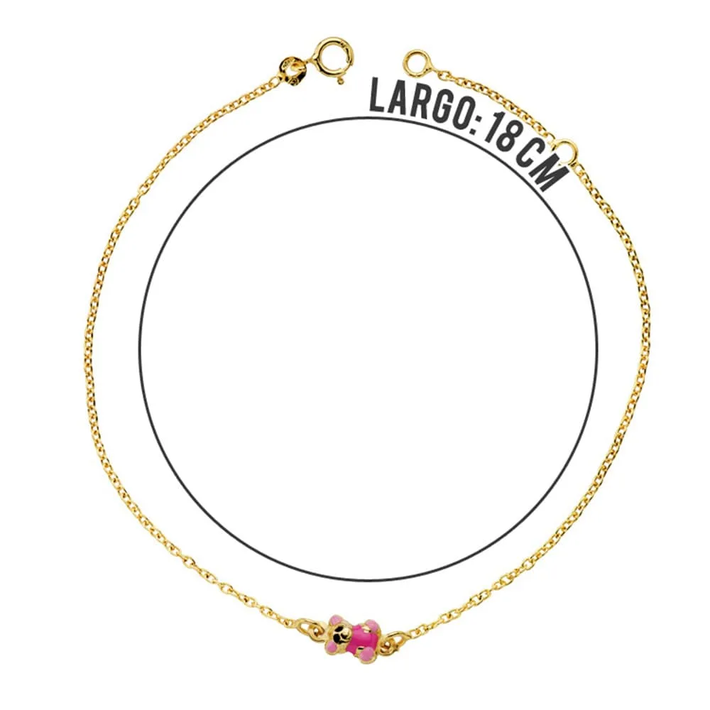 18K PULSERA ORO AMARILLO OSO ESMALTE 18CM — vista 2